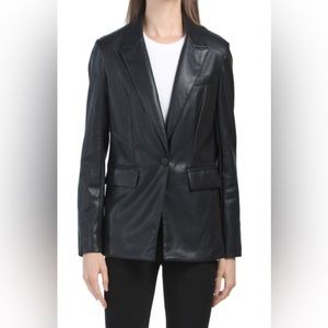 Bagatelle Faux Leather Single Breasted Blazer Jacket